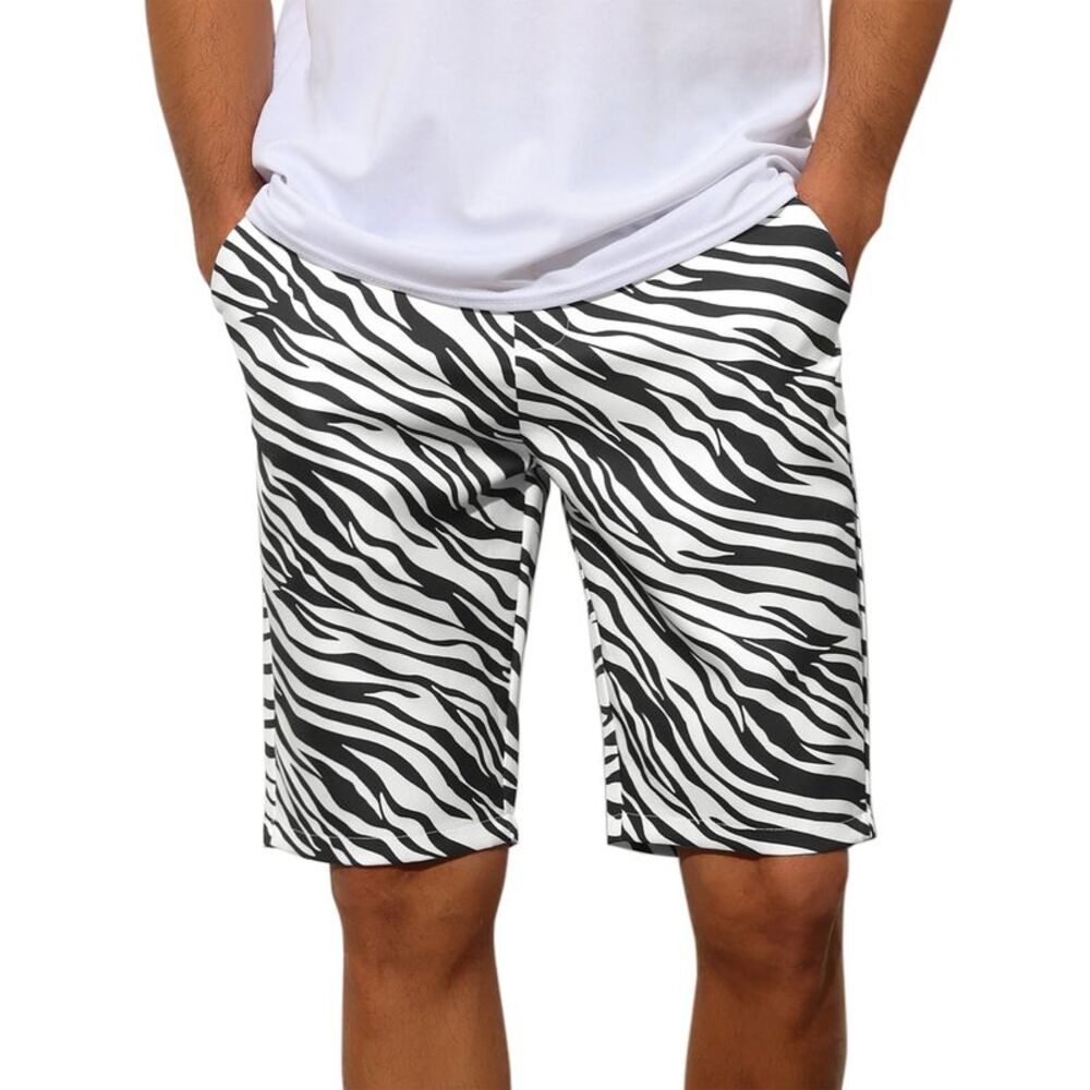 Animal Printed Shorts Regular Fit Summer Golf Zebra Print Shorts Pants